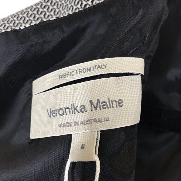 Veronika Maine Womens Black & White Size 6 Knee Length Short Sleeve Sheath Dress - Picture 9 of 14